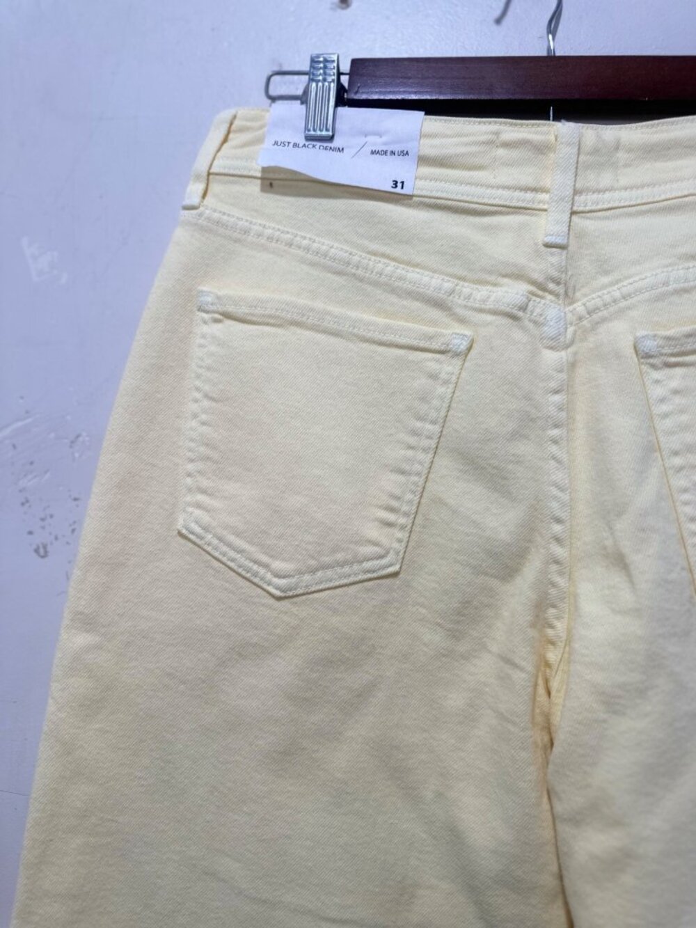 Just Black Denim Utility Wide Leg Jeans Womens 31 Pastel Yellow High Rise USA - Picture 15 of 15